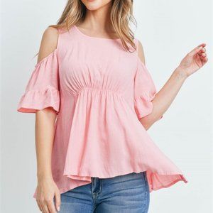 Boho Pink Jersey Cold shoulder top / blouse